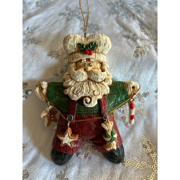 Santa Claus Chef Resin Ornament With Hanging String Christmas Ornaments - Picture 3 of 9